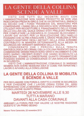 22 Novembre - La gente della collina scende a valle